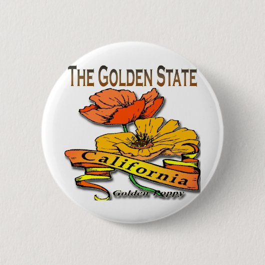 Kalifornien die goldener Staats-goldene Mohnblume Button (Vorderseite)