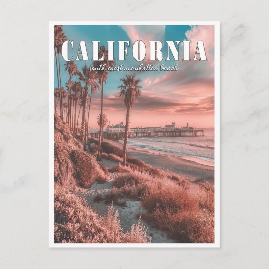 Kalifornien: Ein Vintager Strand von Manhattan Postkarte (Vorderseite)