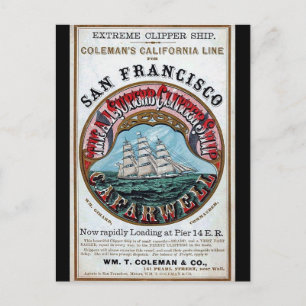 Kalifornien Farwell Clipper Segelschiff 1900 Postkarte