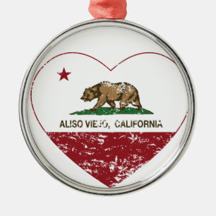 Kalifornien-Flagge aliso viejo Herz beunruhigt Silbernes Ornament