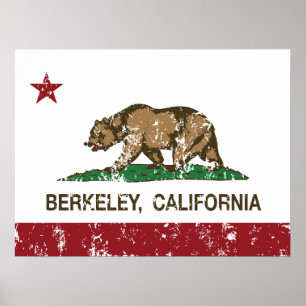 Kalifornien-Flagge Berkeley beunruhigt Poster