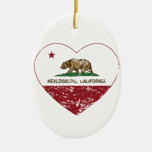Kalifornien-Flagge healdsburg Herz beunruhigt Keramik Ornament