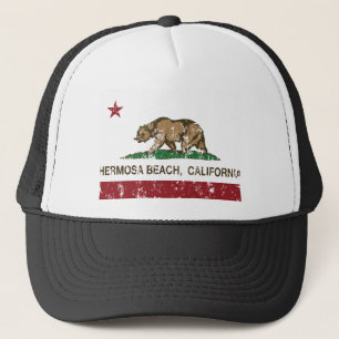 Kalifornien-Flagge hermosa Strand beunruhigt Truckerkappe