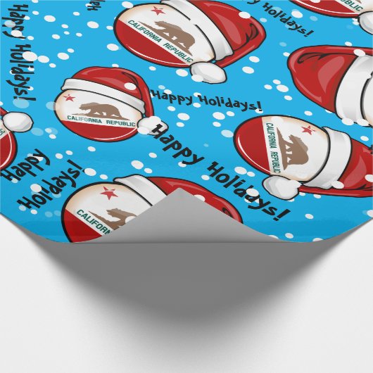 Kalifornien-Flagge in einer Weihnachtsmannmütze Geschenkpapier (Ecke)