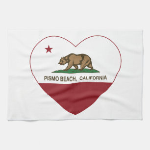 Kalifornien-Flagge pismo Strandherz Geschirrtuch