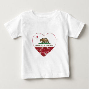 Kalifornien-Flaggenlaguna-Strandherz beunruhigt Baby T-shirt