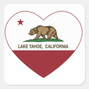 Kalifornien-Flaggenlake- tahoeherz Quadratischer Aufkleber