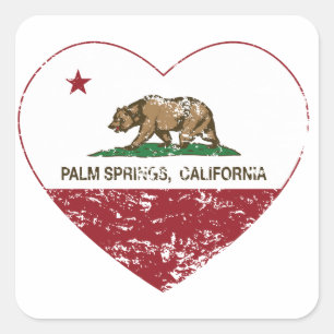 Kalifornien-Flaggenpalm- springherz beunruhigt Quadratischer Aufkleber