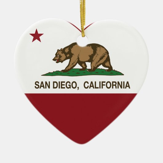 Kalifornien-Flaggensan diego Herz Keramik Ornament (Vorne)