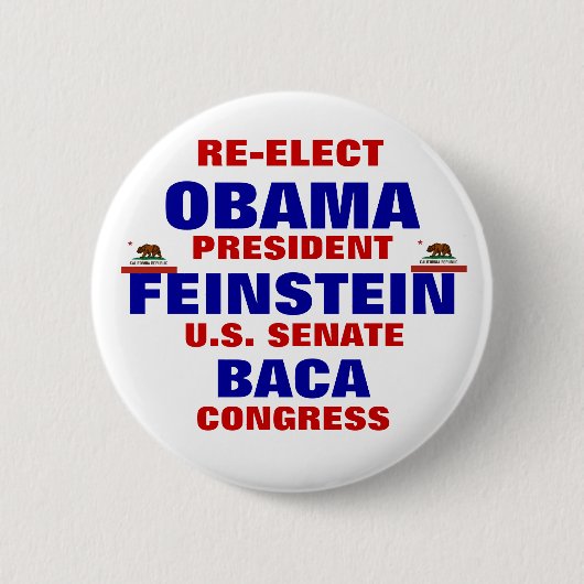 Kalifornien für Obama Feinstein Baca Button (Vorderseite)