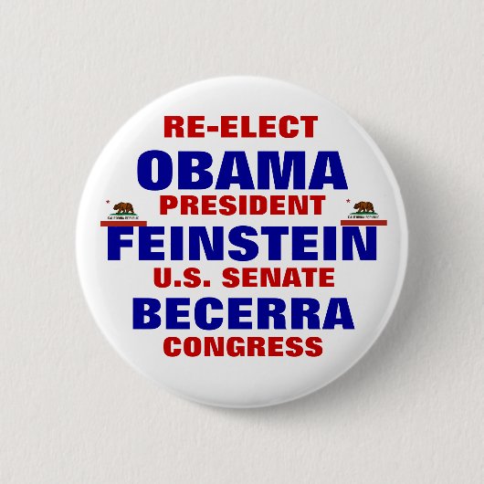 Kalifornien für Obama Feinstein Becerra Button (Vorderseite)