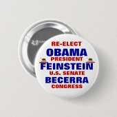Kalifornien für Obama Feinstein Becerra Button (Vorne & Hinten)