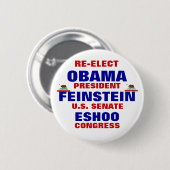 Kalifornien für Obama Feinstein Eshoo Button (Vorne & Hinten)