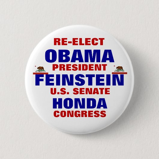 Kalifornien für Obama Feinstein Honda Button (Vorderseite)