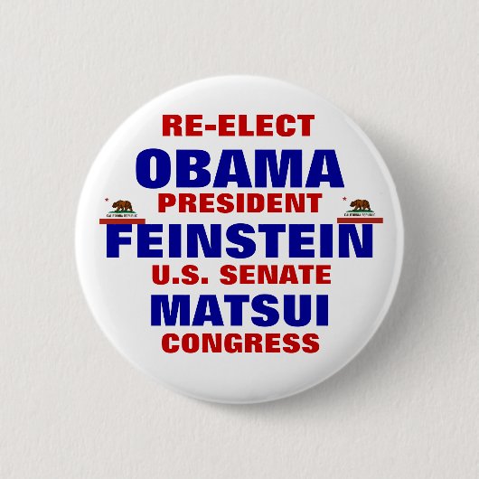 Kalifornien für Obama Feinstein Matsui Button (Vorderseite)