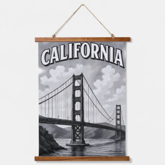 Kalifornien Golden Gate Bridge Vintage-Wandkunst Wandteppich Mit Holzrahmen