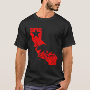 Kalifornien Golden Staat Bear Karte Roter Star T-Shirt