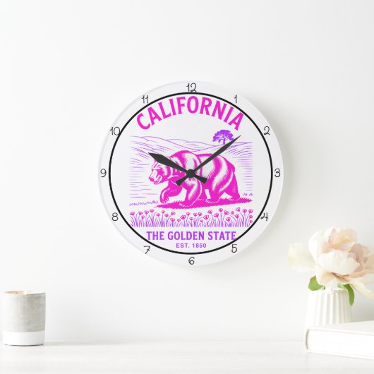 Kalifornien Golden State Bär Große Wanduhr (Zuhause)
