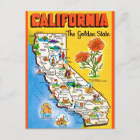 Kalifornien Golden State Karte Postkarte