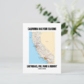 Kalifornien hat vier Jahreszeiten Erdbeben Feuer F Postkarte (Stehend Vorderseite)