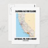 Kalifornien hat vier Jahreszeiten Erdbeben Feuer F Postkarte (Vorne/Hinten)