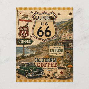 Kalifornien Kaffee Klassiker Auto Grüße Postkarte