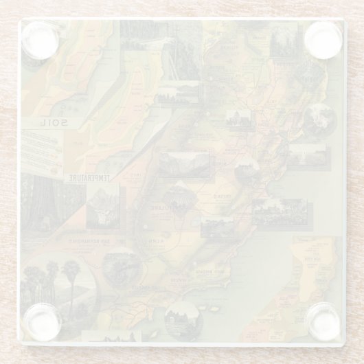 Kalifornien-Karte Glasuntersetzer (Rückseite)