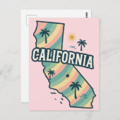 Kalifornien Karte Illustriert kühl farbige Postkar (Vorne/Hinten)