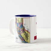 Kalifornien-Karte und Staats-Flagge Zweifarbige Tasse (Vorderseite Links)