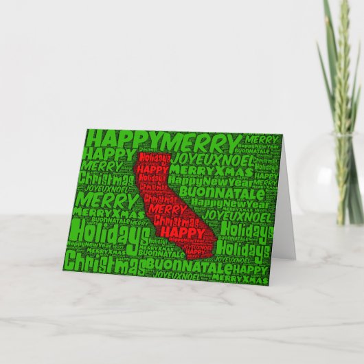 Kalifornien Karte Word Art Weihnachtskarte (Vorderseite)