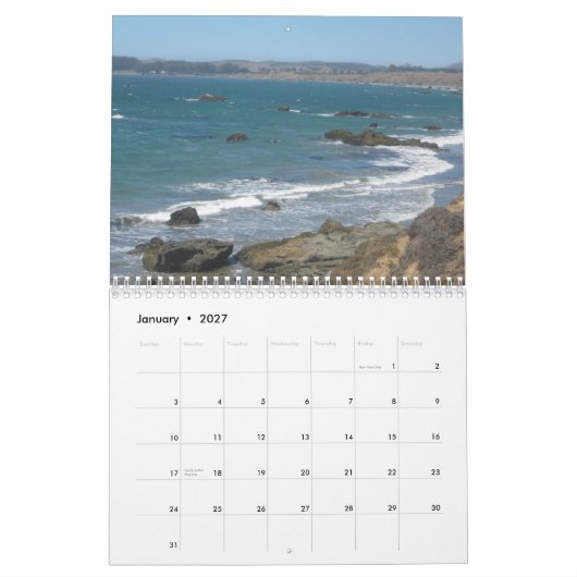 Kalifornien-Küste Kalender (Jan 2027)
