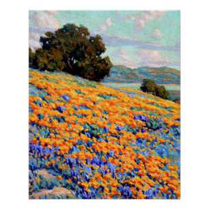 Kalifornien Landschaft mit Pupien und Lupine Poster
