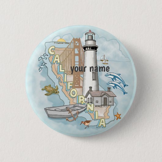 Kalifornien Leuchtturm Pin-Button Button (Vorderseite)