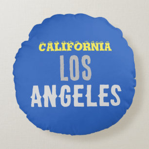 Kalifornien Los Angeles City USA Retro Vintag Blue Rundes Kissen