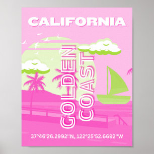 Kalifornien, Los Angeles, Reisekunst, Preppy, Pink Poster