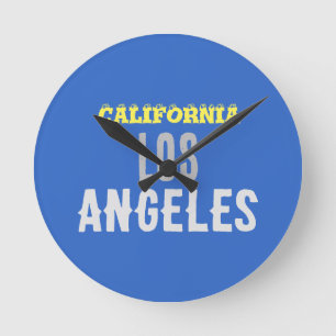 Kalifornien Los Angeles Stadt USA Retro Vintage Bl Runde Wanduhr