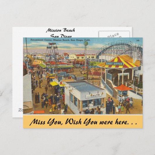 Kalifornien, Mission Beach Postkarte (Vorne/Hinten)