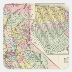 Kalifornien mit der Stadt San Francisco Quadratischer Aufkleber