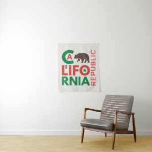 Kalifornien mit Grizzlybär-Logo Wandteppich