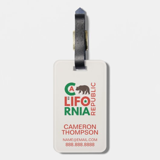 Kalifornien mit Grizzy-Bären-Logo Gepäckanhänger (Rückseite vertikal)