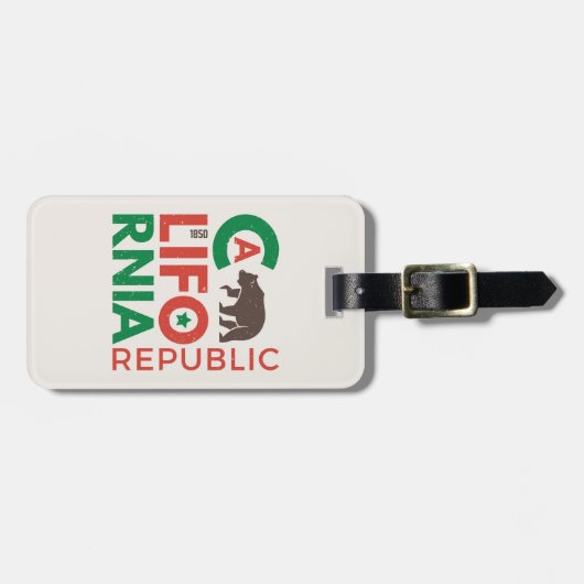 Kalifornien mit Grizzy-Bären-Logo Gepäckanhänger (Vorderseite horizontal)