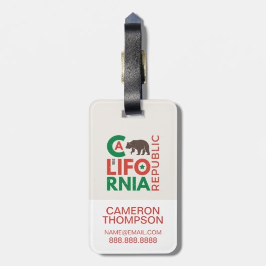 Kalifornien mit Grizzy-Bären-Logo Gepäckanhänger (Rückseite vertikal)