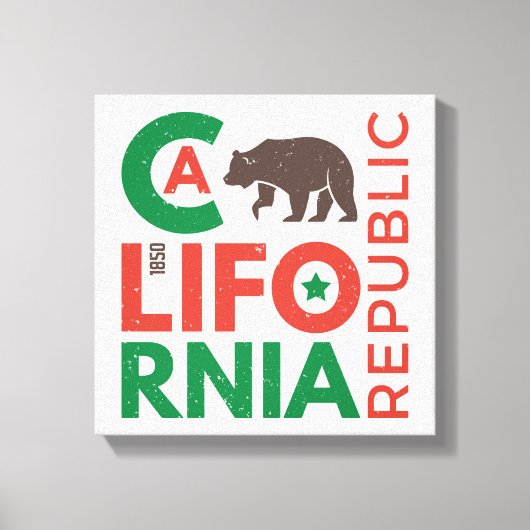 Kalifornien mit Grizzy-Bären-Logo Leinwanddruck (Vorderseite)