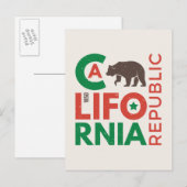 Kalifornien mit Grizzy-Bären-Logo Postkarte (Vorne/Hinten)