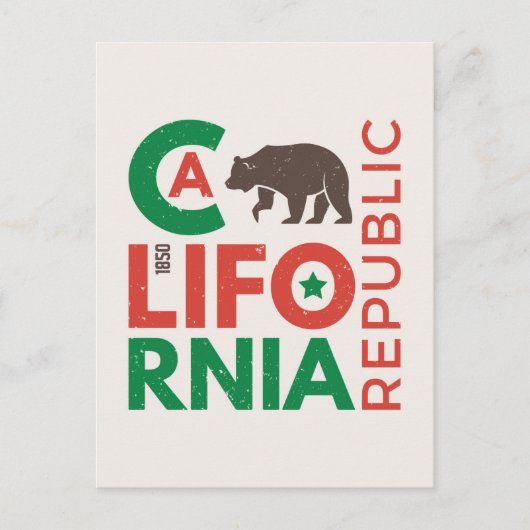Kalifornien mit Grizzy-Bären-Logo Postkarte (Vorderseite)