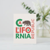 Kalifornien mit Grizzy-Bären-Logo Postkarte (Stehend Vorderseite)