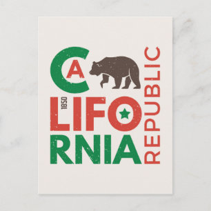 Kalifornien mit Grizzy-Bären-Logo Postkarte
