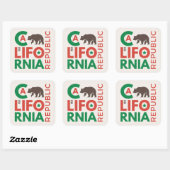 Kalifornien mit Grizzy-Bären-Logo Quadratischer Aufkleber (Blatt)