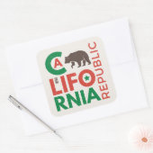 Kalifornien mit Grizzy-Bären-Logo Quadratischer Aufkleber (Umschlag)