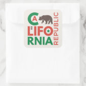 Kalifornien mit Grizzy-Bären-Logo Quadratischer Aufkleber (Tasche)